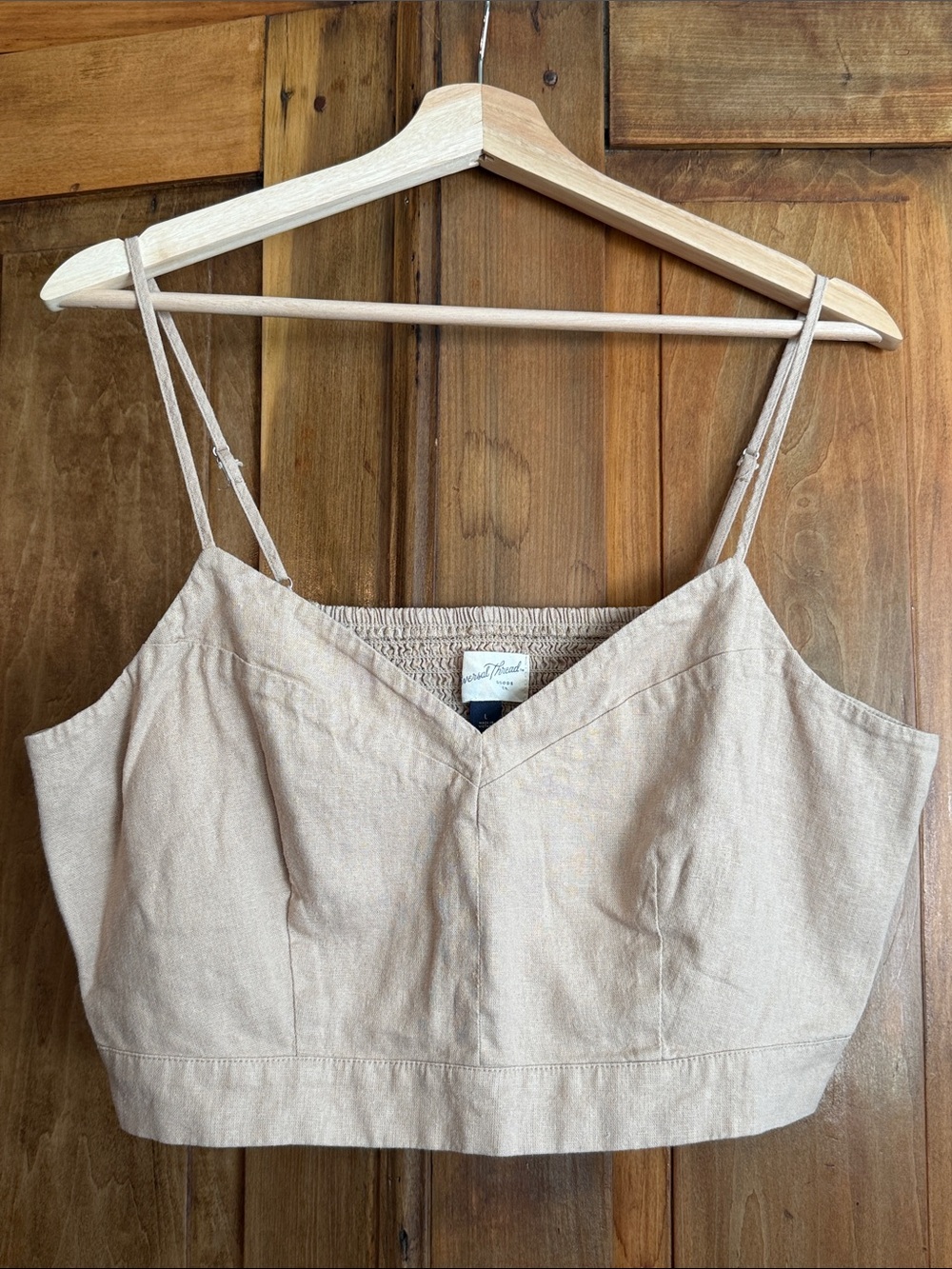 Universal Thread L Beige Crop Cami Top with Adjustable Straps Neutral Coastal